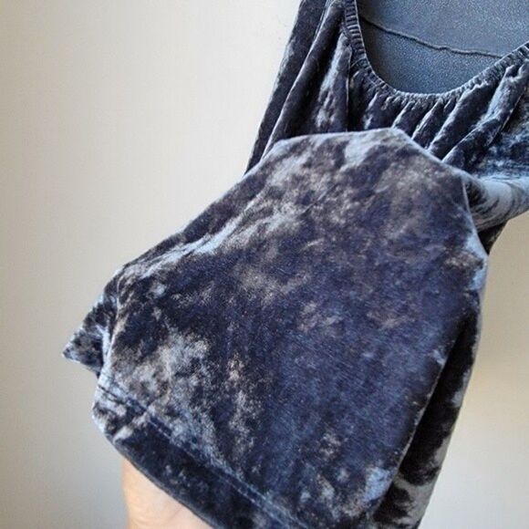 Forever 21 Steel Blue Velvet Velour Criss Cross Back Swing Dress Size Small - Picture 10 of 10